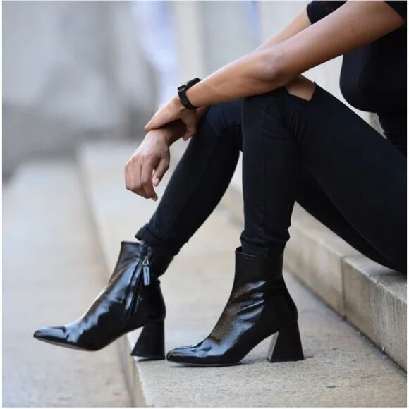 Thursday Boot Co. Black Patent Leather Block Heel Ankle Boot - Picture 1 of 6
